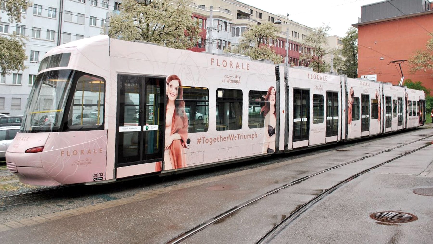 Triumph Florale tram campaign in Zurich