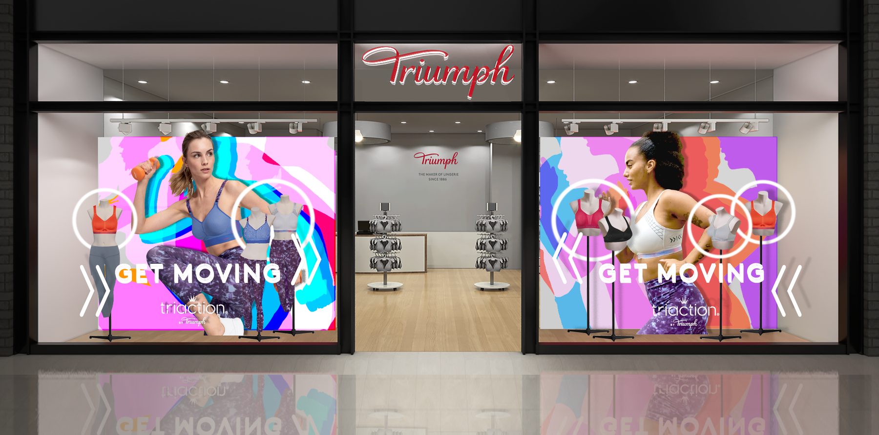 Triaction shop window, Get Moving